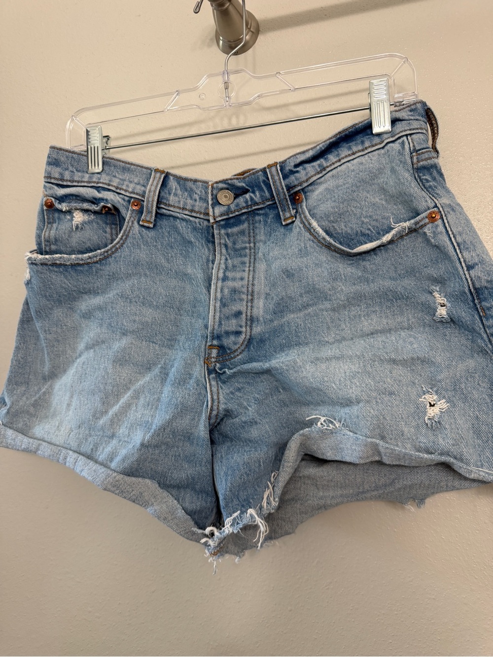 Abercrombie & Fitch Light Blue Denim Women's Shorts Curve Love